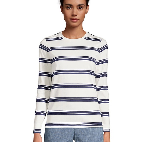 Lands End Striped Long Sleeve Tee - Picture 1 of 8